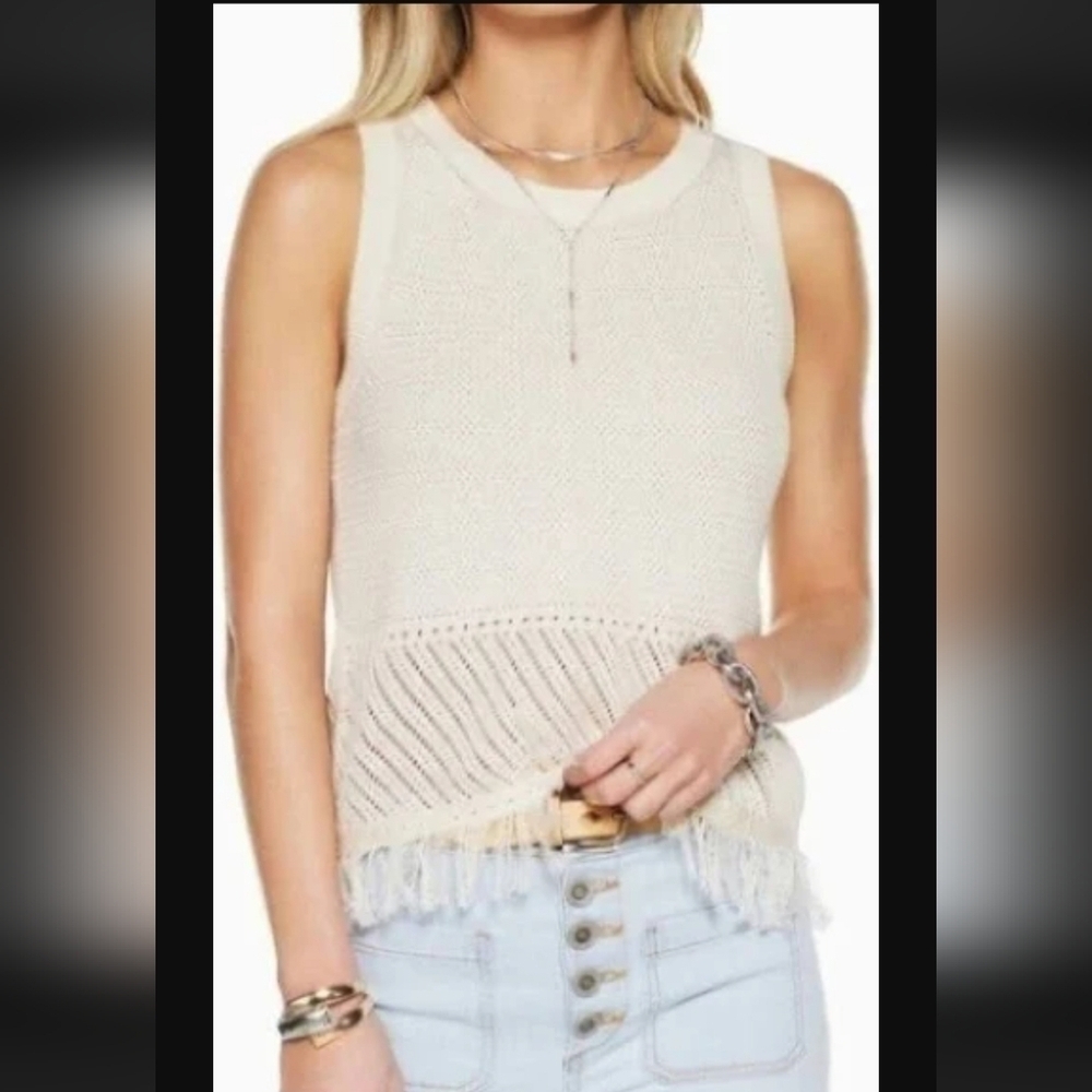 RAMY BROOK | Raven Fringe 100% Cotton Knit Sleeveless Tank Top
